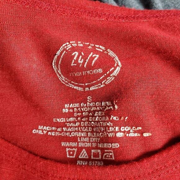 Maurices 24/7 Women’s Red/Black Stripe Long Sleeve Top Size S - Picture 6 of 7